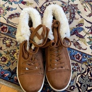 Fake suede high top sneakers